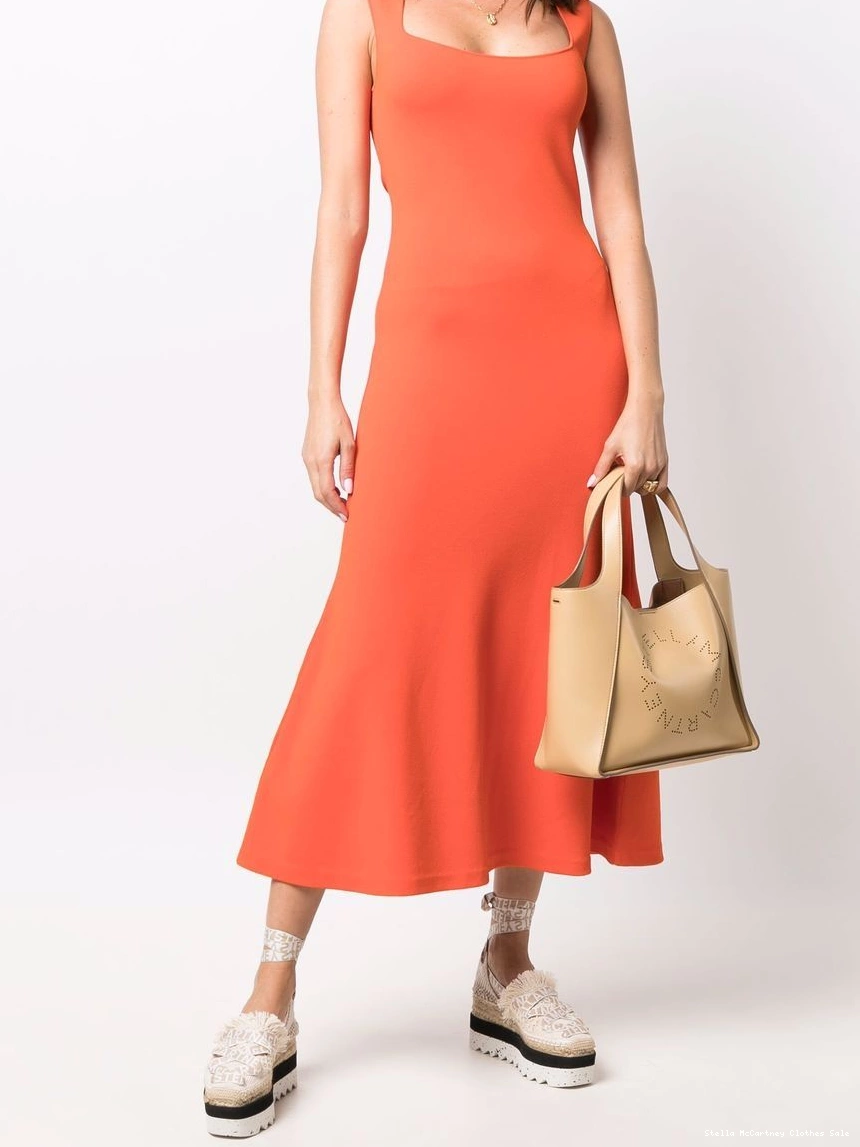 Affordable square-neck Women Stella flared McCartney sleeveless dress 0326